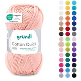 Gründl Wolle Cotton Quick uni Garn zum Stricken & Häkeln aus 100% Baumwolle, 1 Knäuel 50 g / 125 m, Häkelgarn/Strickgarn, Apricot