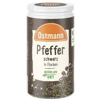 Ostmann Gewürze - Schwarze Pfefferflocken | Grober Pfeffer für intensiv-schwarfen Geschmack | Mit praktischem Streuaufsatz | 25 g in der Streudose