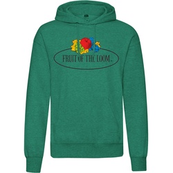 Fruit of the Loom Fruit of the Loom Kapuzenpullover mit großem Vintage-Logo, retro grün meliert - Vintage-Logo groß, XL