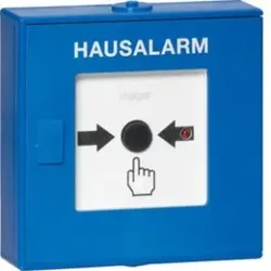 Hager TG558A Funk-Druckknopfmelder für TG55xA, Hausalarm, blau.Funk Druckknopfmelder für Wandmontage zur Integration von Funk Rauchwarnmelder