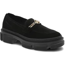 Schwarze Halbschuhe Karino Bequeme Leder Mokassins, 38
