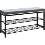 VCM Taliro 90 x 48 x 30 cm schwarz / blau, Sitzbank, Eiche