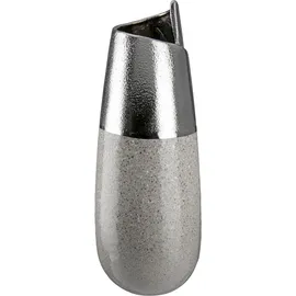 Gilde Tischvase Marmo (1 St), Vase aus Keramik grau|silberfarben