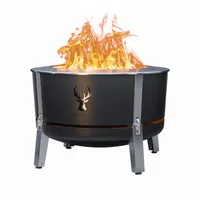Masuria Rauchfreie Feuerschale 80cm⌀ Alpha 800 - Patentierte Rauchreduzierung bis zu 95% - Hergestellt in EU - Premium Feuertonne aus Edelstahl - Verstellbare Beine - große Ascheschublade - Schwarz