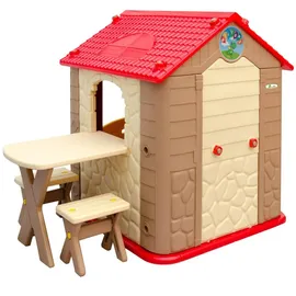 LittleTom Indoor-Kinderspielhaus mit Tisch 95 x 104 x 104 cm