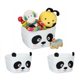 relaxdays Aufbewahrungskorb 3 x Filz Aufbewahrungskorb Panda-Motiv rosa|schwarz|weiß