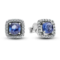 Pandora 293551C01 Damen-Ohrstecker Funkelndes Quadrat Blau Heiligenschein