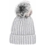 Antonio Strick Mütze Beanie mit Bommel und Pailletten hellgrau