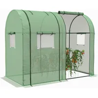 Foliengewächshaus 2 Rolltüren Winddicht Mit Seitenfenster Uv-schutz Für Garten Tomatenhaus Aus Pe In Grün