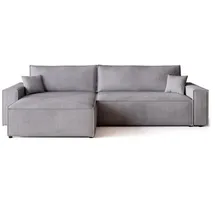 bromarkt Eckcouch Textil 4-Sitzer Silber