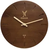 Holzwerk Funkwanduhr STARNBERG moderne Designer Funk Holz Wand Uhr, braun (lautlos ohne Tickgeräusche, 25 cm) braun