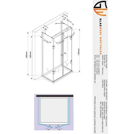 Buylando Emma U-Form Duschkabine 80 x 180 cm links 100 x 180 cm Silber/Transparent D648360641500