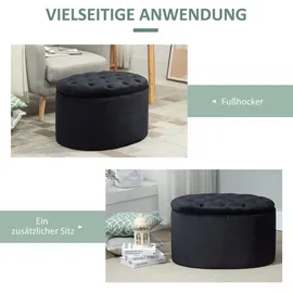 Homcom Sitzbank mit Stauraum Samtartiges Polyester Schwarz 71 x 52 x 42 cm
