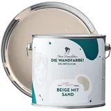 MissPompadour abwaschbare Wandfarbe Beige mit Sand 2,5L - hohe Deckkraft & Ergiebigkeit - matte, scheuerbeständige Innenfarbe - geruchsarm, wasserbasiert, atmungsaktiv - Die Nützliche