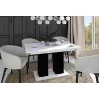 designimpex Esstisch Design Tisch DE-1 Weiß Hochglanz - Schwarz matt ausziehbar 130 bis 170 schwarz|weiß
