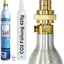 Bluecraft 1 x CO2 Reserve-Zylinder 425 g Kohlensäure inkl. Füllung 60l + Adapter für CO2 | Terra | ART | Crystal 3.0