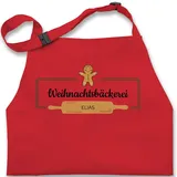 Kinderschürze Schürze Kinder Jungen Mädchen - Weihnachtsschürze - Weihnachtsbäckerei Lebkuchenmann Name Text - 2-6 Jahre - Rot - weihnachten weihnachtszeit weihnachtsmotive weihnachtsmotiven - 2-6 Jahre