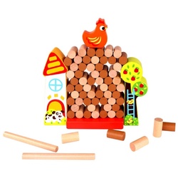 Tooky Toy Holz-Lernspiel Farm TKC572, Geschicklichkeitsspiel 69-tlg. ab 3 Jahren braun