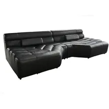 KAWOLA Big Sofa Leder 2-Sitzer Schwarz