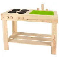 Esschert Design Matschküche S, Spielküche aus Holz für Kinder Kinderküche Outdoor mit Spülbecken