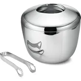Georg Jensen Sky Eiskühler und Eiszange, Flaschenkühler, Silber 15 x 17 x 15 cm