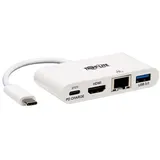 Tripp Lite Eaton Tripp Lite USB-C Multiport Adapter - 4K HDMI, USB 3.x (5Gbps) Hub Port, GbE, 60W PD Aufladung, HDCP, Weiß
