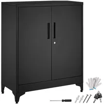 Tectake Aktenschrank 80 x 40 x 100 cm schwarz