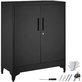 Tectake Aktenschrank 80 x 40 x 100 cm schwarz