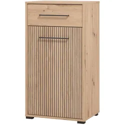 Schuhschrank INOSIGN "Landes, Schuhkommode, Schuhregal, mit einer Schublade, Höhe 102 cm", braun (artisan eiche), B:54,5cm H:101,5cm T:40cm, Spanplatte, Kunststoff, Metall, Schränke, Fronten in Artisan Eiche mit Streifen, mit einer Tür