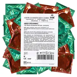 «Spearmint» grüne Kondome mit Pfefferminz-Aroma, Maxipack (100 Kondome) 100 St