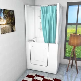 SeniorBad Seniorendusche und Sitzwanne Kombination Wanne mit Tür S02D-A-R 78x100x205cm - Weiß