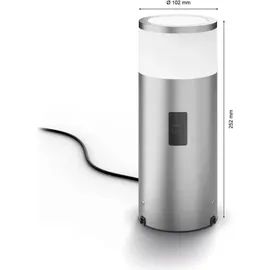 Philips Sockelleuchte Edelstahl 25,2 cm 350 lm IP44