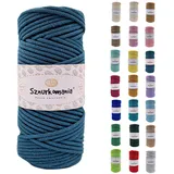 Sznurkomania, Baumwollkordel 3mm 100m, 46 Farben, Häkelkordel, Geflochten Baumwollkordel 3mm, Makramee Kordel, Makramee Garn, Premium Garn, Makramee Seil (Maritime)
