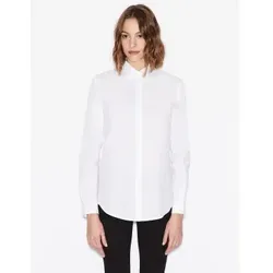 Armani Exchange für Damen. 8NYC04YNP9Z1000 Weißes Popeline-Hemd (L), Lässig, Baumwolle, Langarm