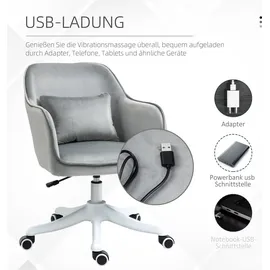Homcom Massage Bürostuhl Schreibtischstuhl Computerstuhl Drehstuhl Arbeitsstuhl mit Vibrationsfunktion Armlehnen höhenverstellbar Samt 57 x 70 x 78-86 cm