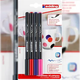 edding Porzellan Pinselstifte 4 St. schwarz/pink/lila/rot
