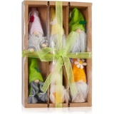 Brubaker 6er Set Dekoanhänger Gnom aus Holz und Strick - Lustige Osteranhänger Zwerge mit Bart - Bunte Frühlingsdekoration Osterdeko - ca. 10 cm Osterschmuck in Geschenkbox