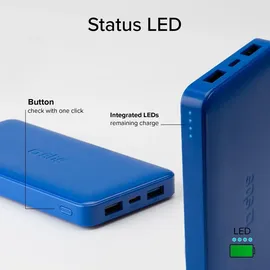 SBS Powerbank fast charge mit 10.000 mAh und 2 USB Hellblau