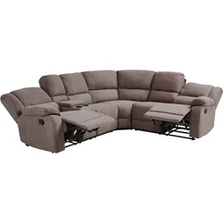 5-Sitzer Ecksofa Stoff manuell verstellbar taupe ROKKE