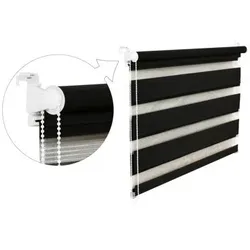 Doppelrollo Duorollo 85 cm breit 200 cm lang schwarz inkl. Seilzug Fensterrollo Klemmrollo Jalousie