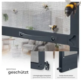 Tectake Fliegengitter mit Aluminiumrahmen 210 x 95 cm Anthrazit