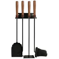 Relaxdays Kaminbesteck Set Wandmontage Braun,Schwarz