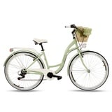 Goetze Mood Damenfahrrad Retro Vintage Holland Citybike, 28 Zoll Alu Räder, 7 Gang Schaltwerk, Tiefeinstieger, Korb mit Polsterung Gratis!