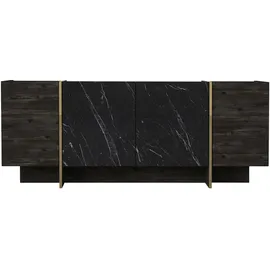 moebel17 Sideboard Veyron Rebab Braun Dunkelgrau ( Marmor Optik )