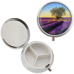 Pillendose Tablettenbox Medikamentendose Lavendel mit 3 Fächern Arznei
