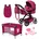 17067AB Puppenwagen Verstellbarer Griff Schwenkschieber wandelbar als Jogger Schlafsack Puppenbett Zubehör Bordeaux Rosa