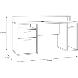 Forte TEZAUR Schreibtisch Holzwerkstoff, Schwarz