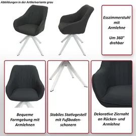 MCW Esszimmerstuhl MCW-K27, Küchenstuhl Stuhl mit Armlehne, drehbar Stoff/Textil - dunkelgrau