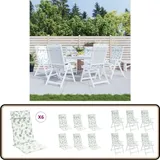 Hochlehner-Auflagen 6 Stk. Blattmuster Oxford-Gewebe - Hochlehner Auflagen - Gartenstuhlkissen - Outdoor Kissen - Sitzkissen - Balkon Deko