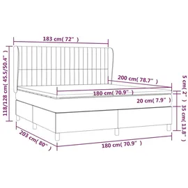 vidaXL Boxspringbett mit Matratze Dunkelbraun 180x200 cm Stoff